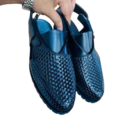 Authentic Handcrafted Black Peshawari Chappal _ Premium Leather by Wolveyes