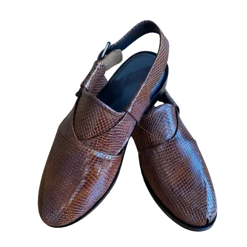 Elegant Embossed Leather Peshawari Chappal for Men – Durable & Comfortable