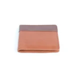 Handcrafted two-tone leather wallet in light and dark brown – premium bifold design.