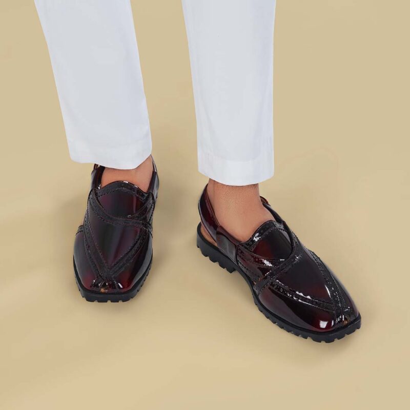 Heritage Maroon Peshawari Chappal by Wolveyes – handcrafted leather sandals