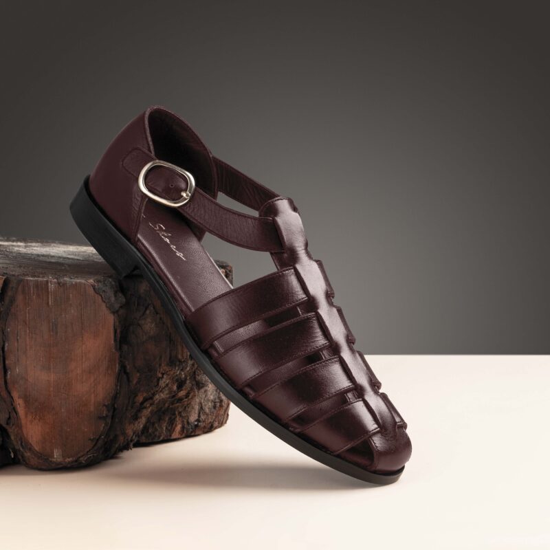 Raven Brown Leather Chappal by Wolveyes – handcrafted elegance