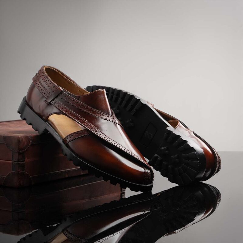 Rustic Maroon Peshawari Chappal by Wolveyes – handcrafted leather footwear