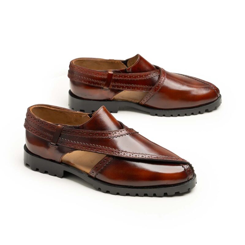 Wolveyes Rustic Maroon Peshawari Chappal – premium leather craftsmanship