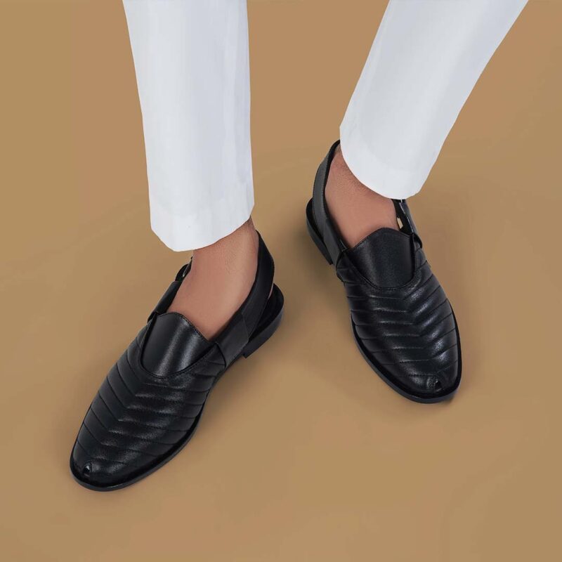 Scorpion Black Leather Chappal by Wolveyes - handcrafted elegance