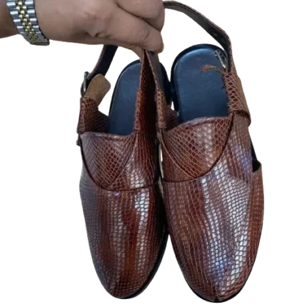 Wolveyes Handmade Oxblood Peshawari Chappal – Premium Embossed Leather