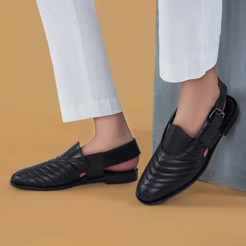 Wolveyes Scorpion Black Leather Chappal - premium handcrafted leather footwear