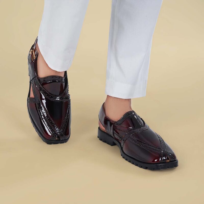 Wolveyes Heritage Maroon Peshawari Chappal – premium quality leather footwear
