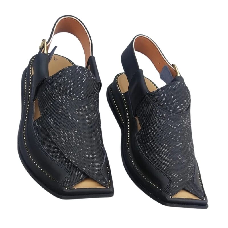 First Class Zalmi Fabric Chappal Black wolveyes