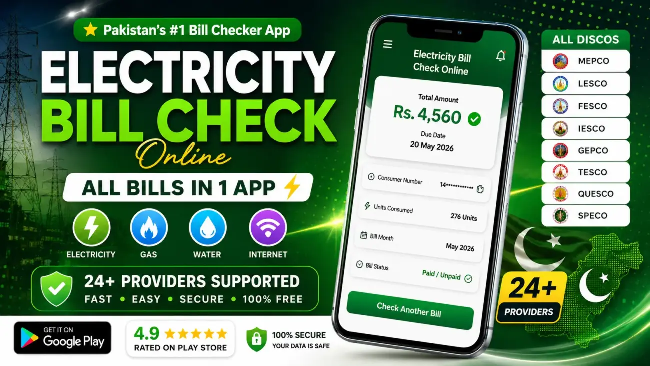 electricity bill check online app Pakistan 2026 MEPCO LESCO FESCO IESCO
